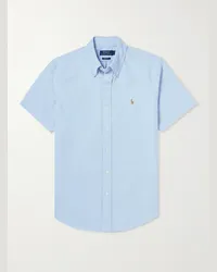 Ralph Lauren Hemd aus Baumwoll-Oxford mit Button-Down-Kragen und Logostickerei Blau