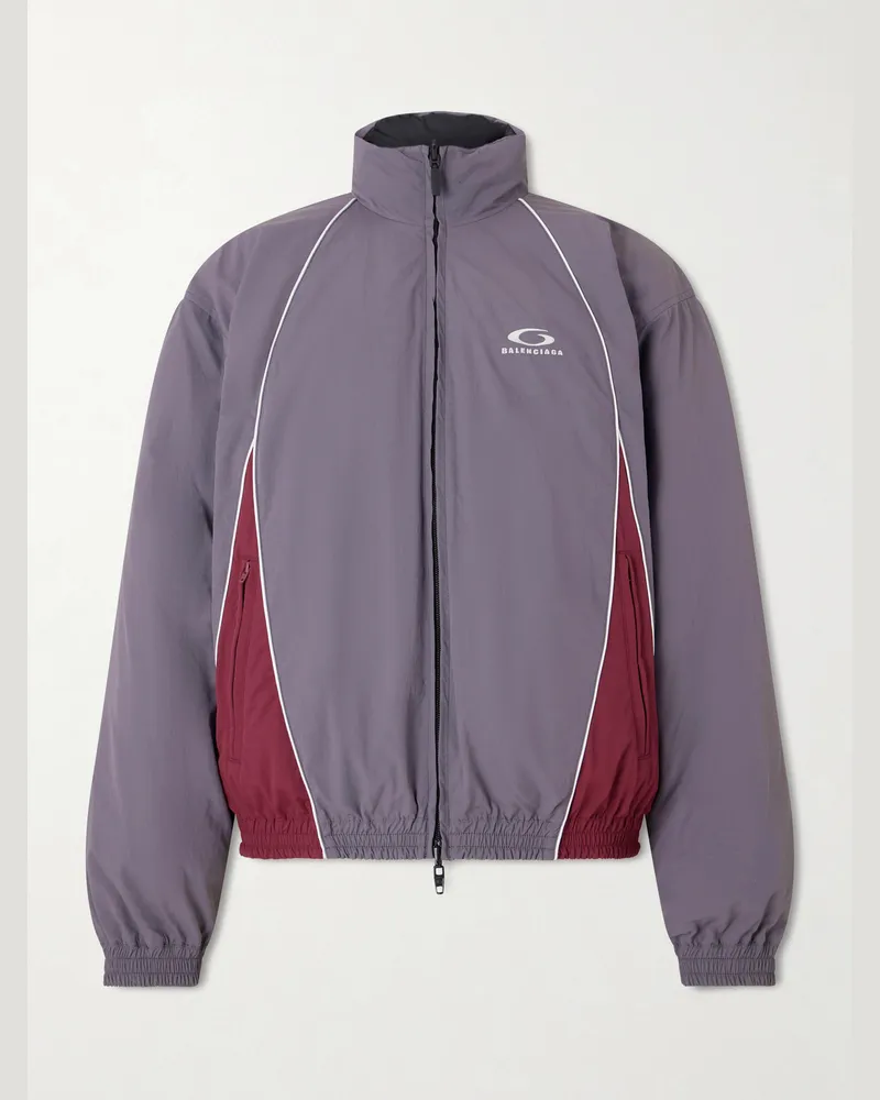 Balenciaga Logo-Print Shell Down Jacket Purple