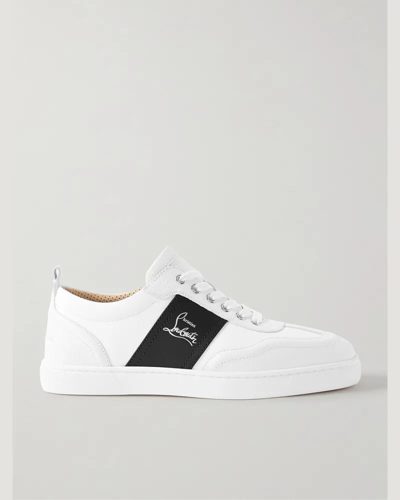 Christian Louboutin Retro Sneakers aus Canvas mit Besatz aus vollnarbigem Leder Weiß