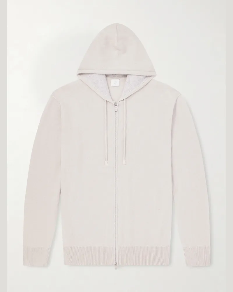Eleventy Cashmere Zip-Up Hoodie Neutrals