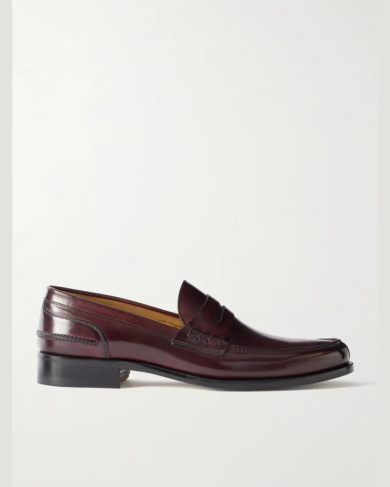 MR P. Split-Toe Leather Penny Loafers Burgundy
