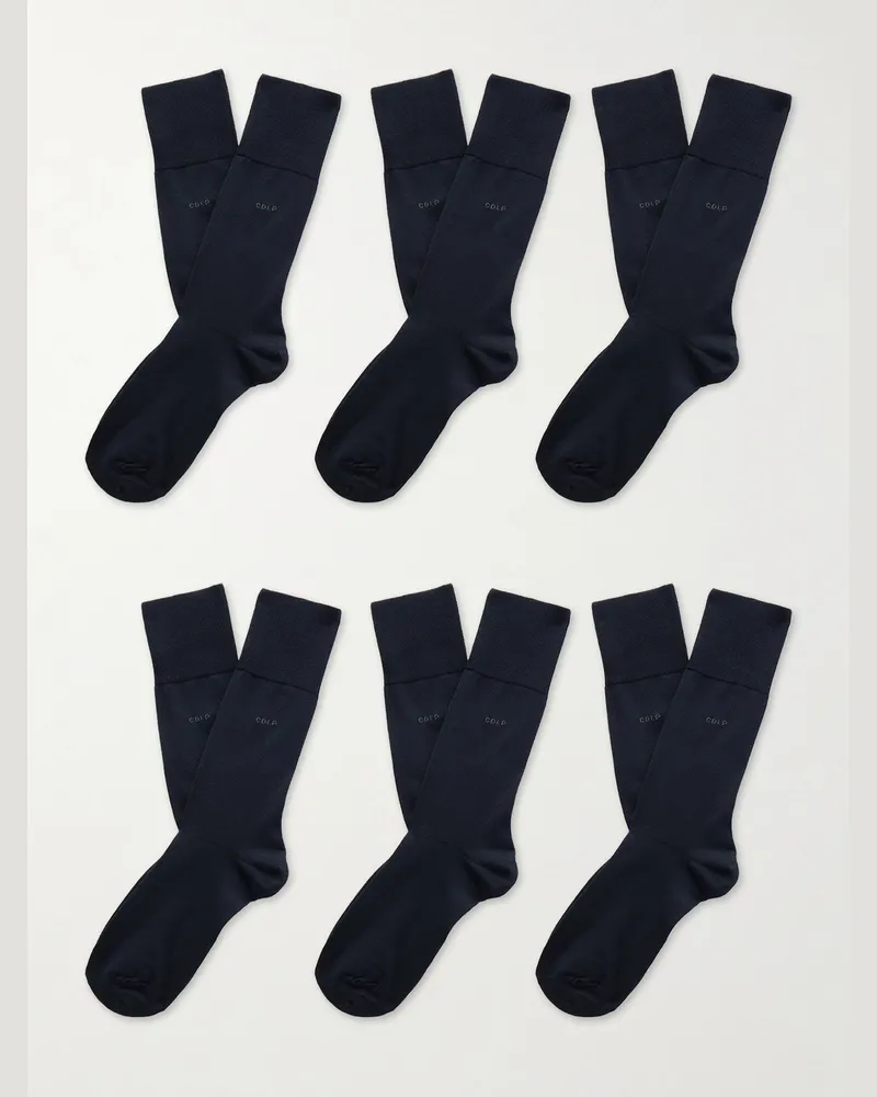 CDLP Pack of Six Knitted Socks Blue
