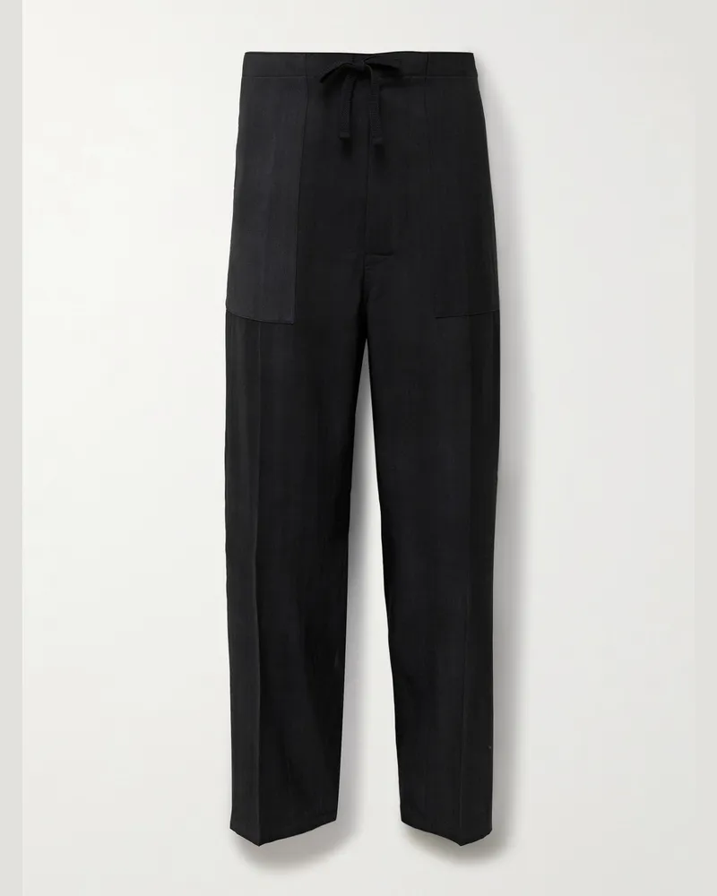 Kaptain Sunshine Straight-Leg Wool-Twill Drawstring Suit Trousers Gray