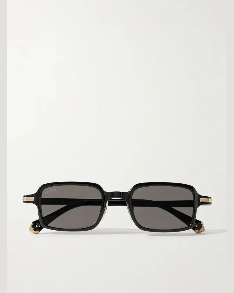 Cartier Rectangular-Frame Acetate Sunglasses Brown