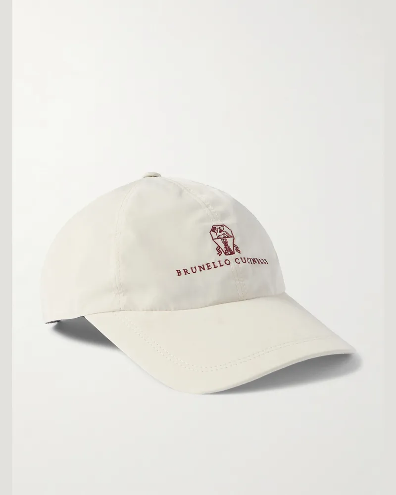 Brunello Cucinelli Logo-Embroidered Cotton-Twill Baseball Cap White