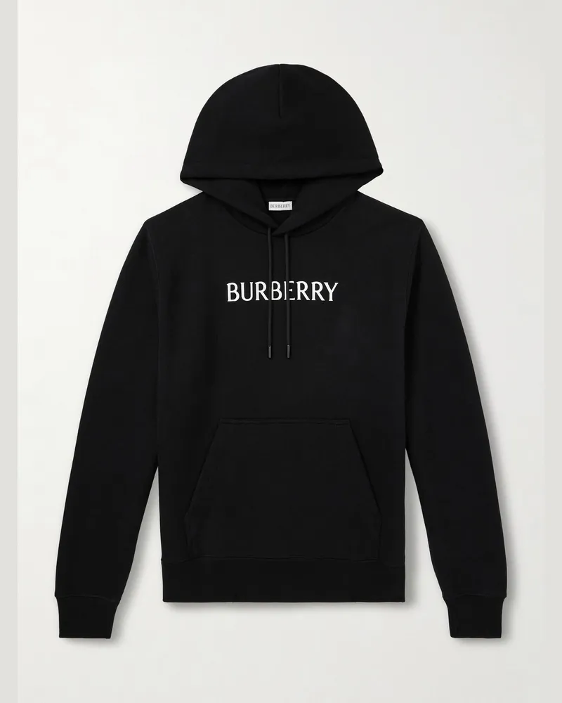 Burberry Logo-Print Cotton-Jersey Hoodie Black