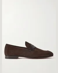 Tom Ford Sean Loafers aus Veloursleder mit Besatz aus strukturiertem Leder Braun