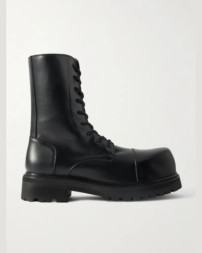 VETEMENTS Stomp Schnürstiefel aus Leder Schwarz