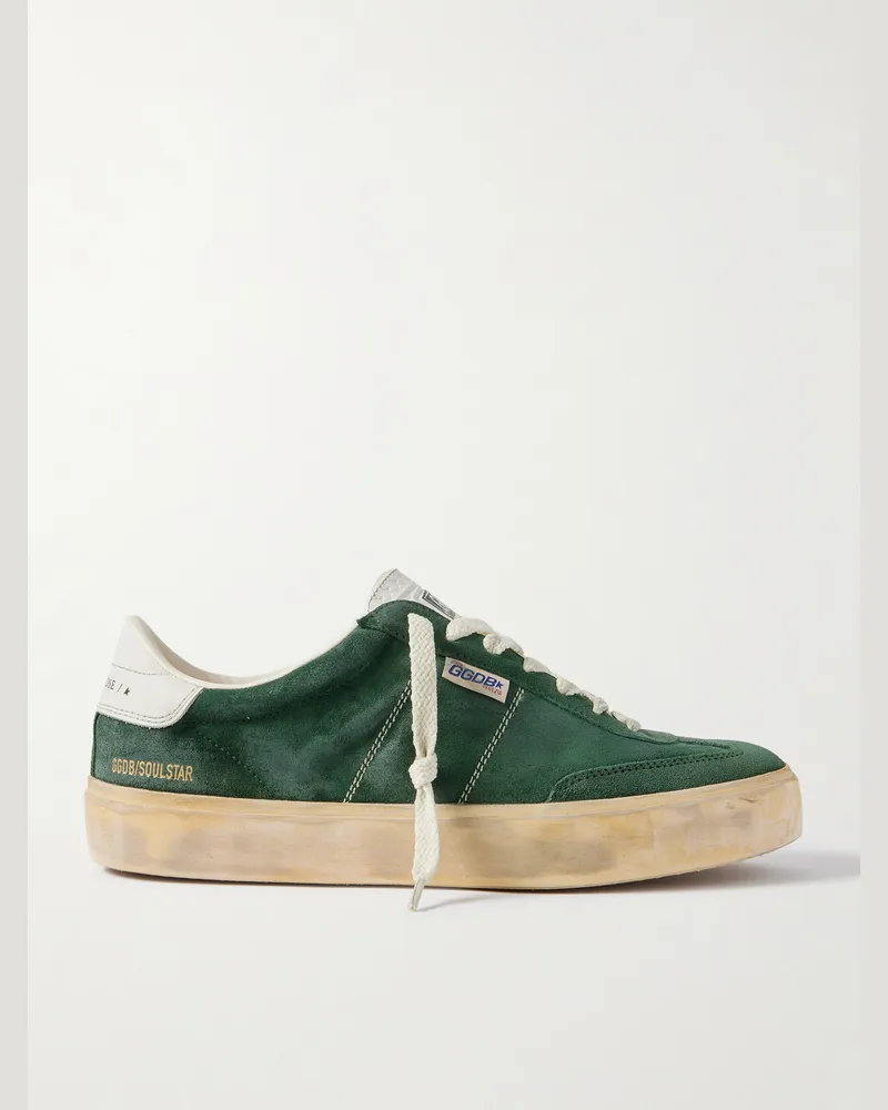 Golden Goose Soul-Star Sneakers aus Veloursleder mit Lederbesatz in Distressed-Optik Grün