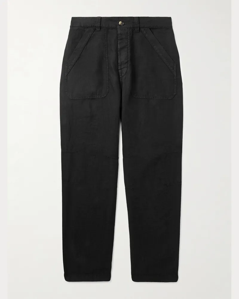 Brunello Cucinelli Tinto weit geschnittene Hose aus Leinen-Twill Schwarz