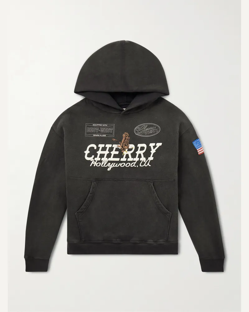 Cherry Los Angeles Hollywood Hoodie aus Baumwoll-Jersey mit Stickerei und Logoprint Schwarz