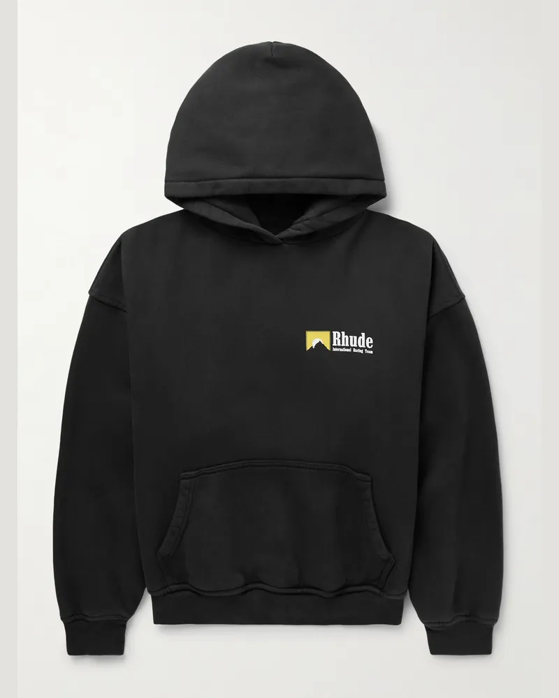 RHUDE Hoodie aus Baumwoll-Jersey mit Logoprint Schwarz