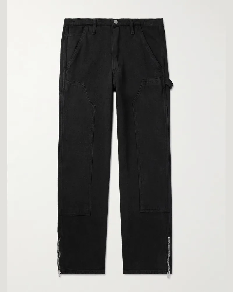 POLITE WORLDWIDE Gerade geschnittene Hose aus einer Hanf-Baumwollmischung mit Reißverschlüssen Schwarz