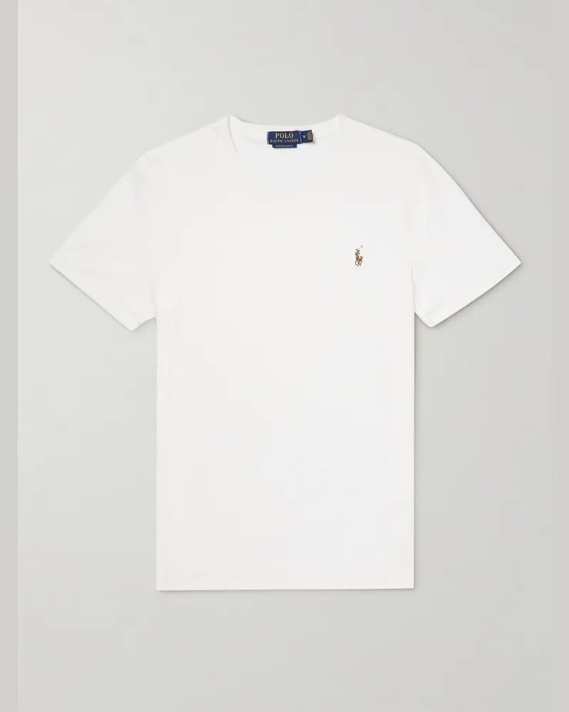 Ralph Lauren Logo-Embroidered Cotton-Jersey T-Shirt White