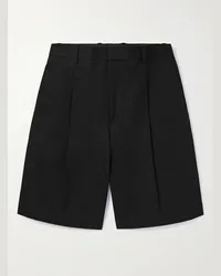 Jil Sander Weit geschnittene Shorts aus Baumwoll-Canvas mit Falten Schwarz