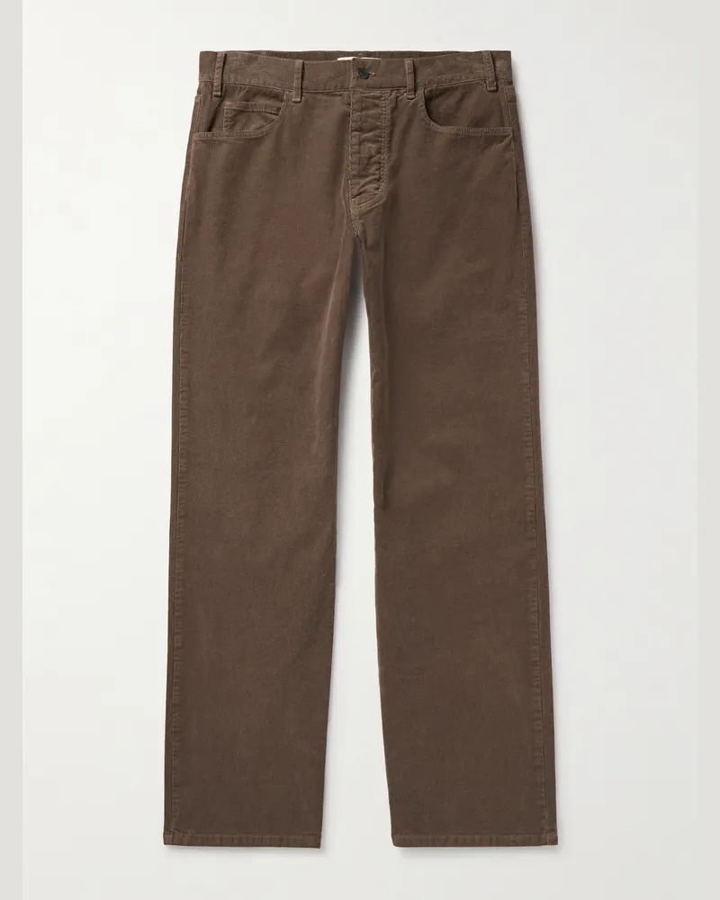 Nili Lotan Billie gerade geschnittene Hose aus Baumwollcord Braun