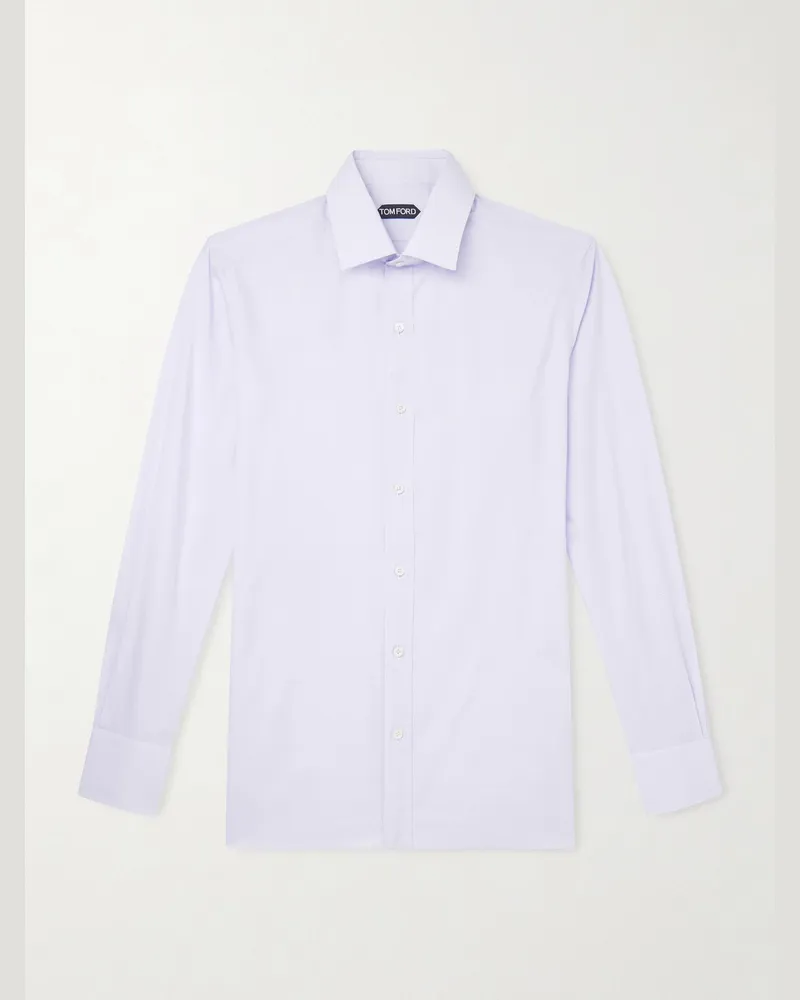 Tom Ford Hemd aus Baumwollpopeline mit Glencheck-Muster Lila