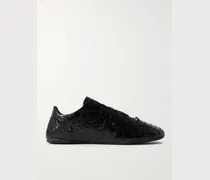 City Studded Cracked Leather Sneakers