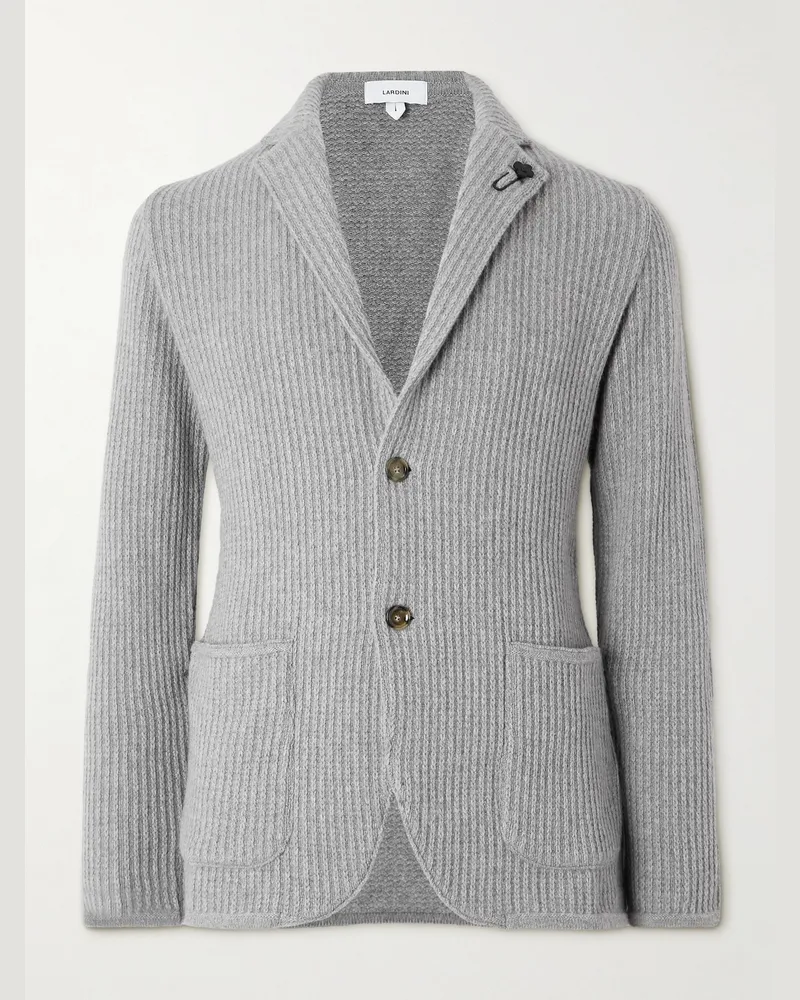 LARDINI Cardigan aus Kaschmir in Rippstrick Grau