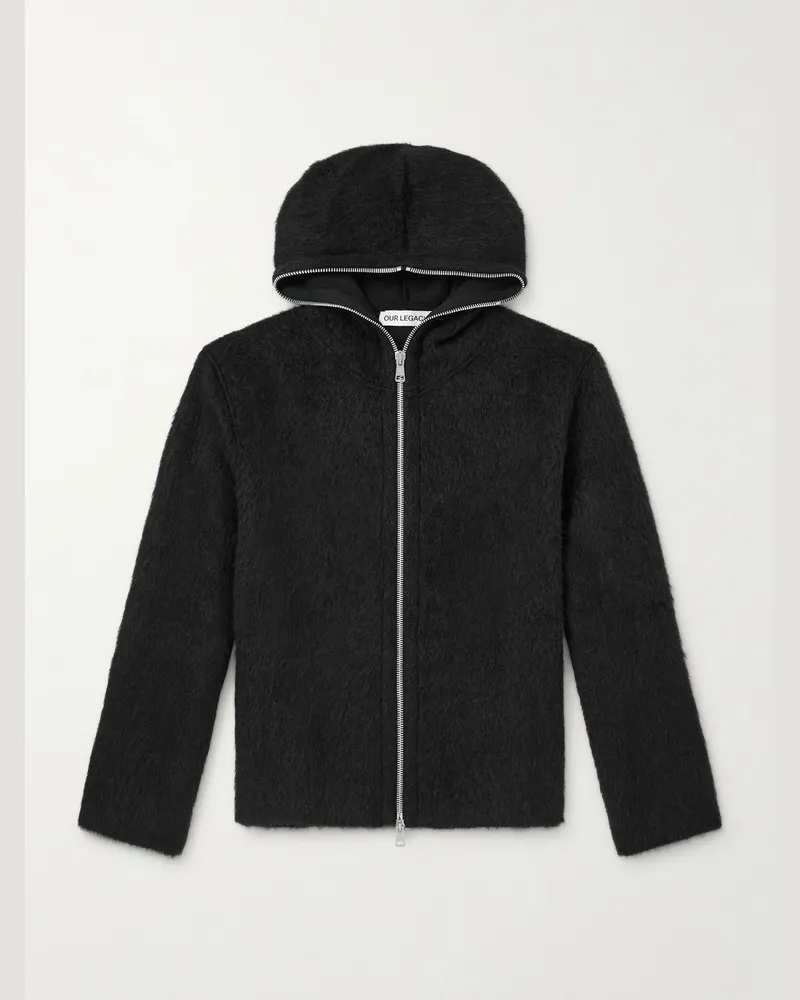 Our Legacy Brushed-Knit Zip-Up Hoodie Black