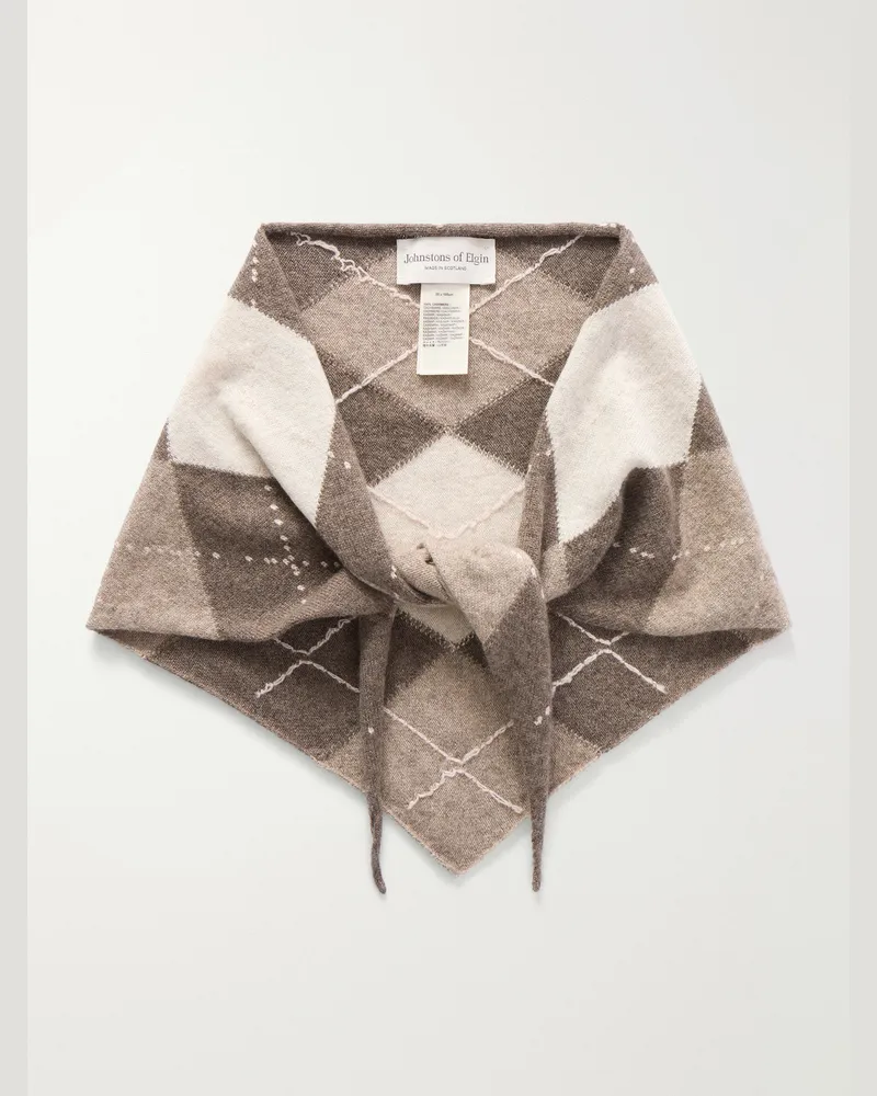 Johnstons of Elgin Clan Argyle Cashmere Scarf Neutrals