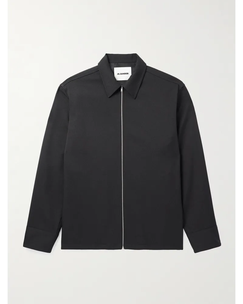 Jil Sander Hemdjacke aus Gabardine Schwarz