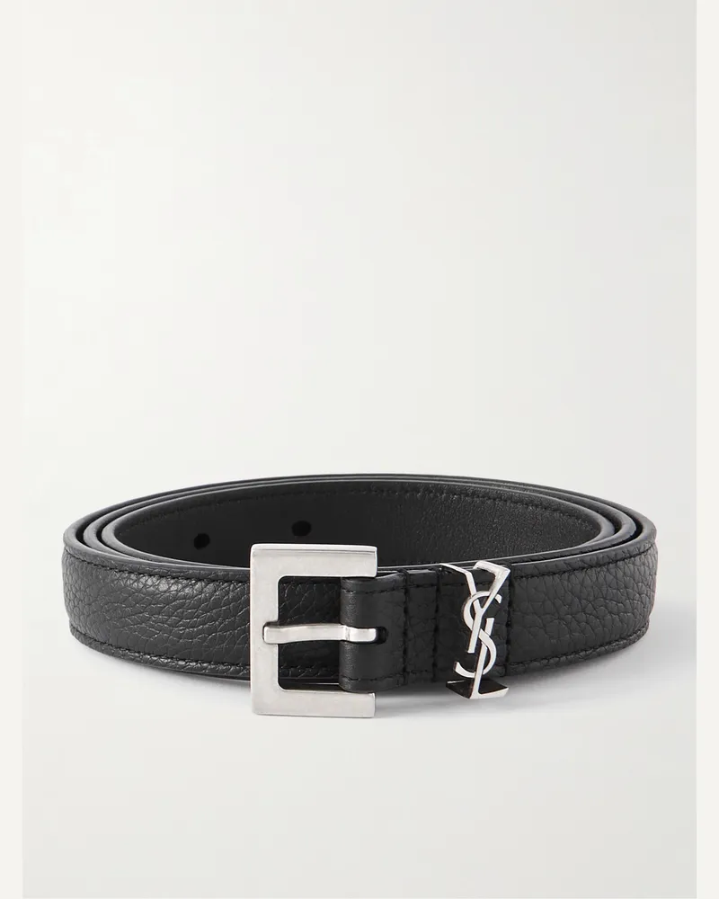 Saint Laurent 2cm Full-Grain Leather Belt Black