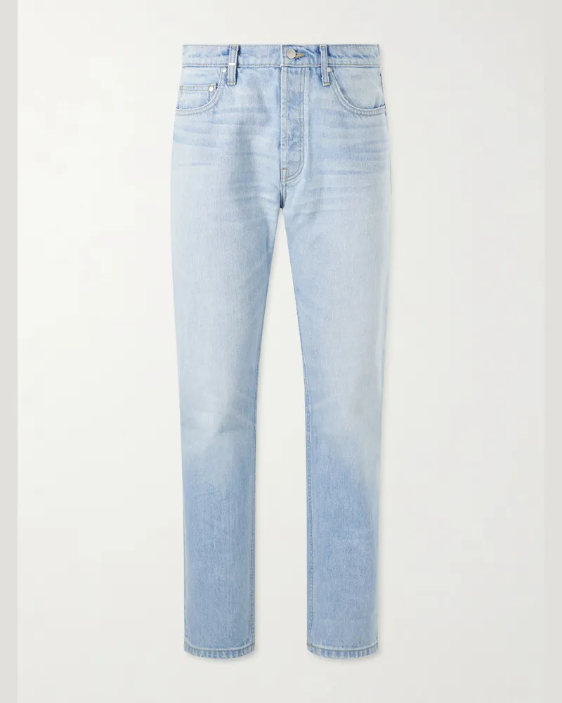 Cherry Los Angeles Wide-Leg Logo-Embroidered Distressed Jeans Blue