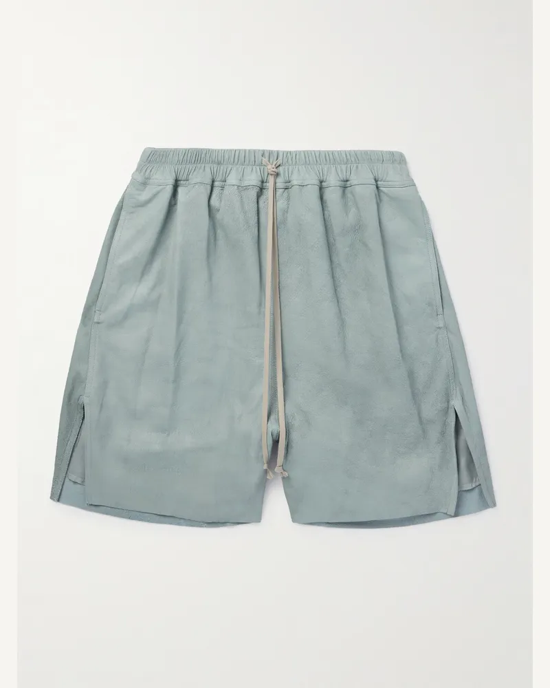 Rick Owens Gerade geschnittene Shorts aus Blistered-Veloursleder mit Kordelzugbund Blau