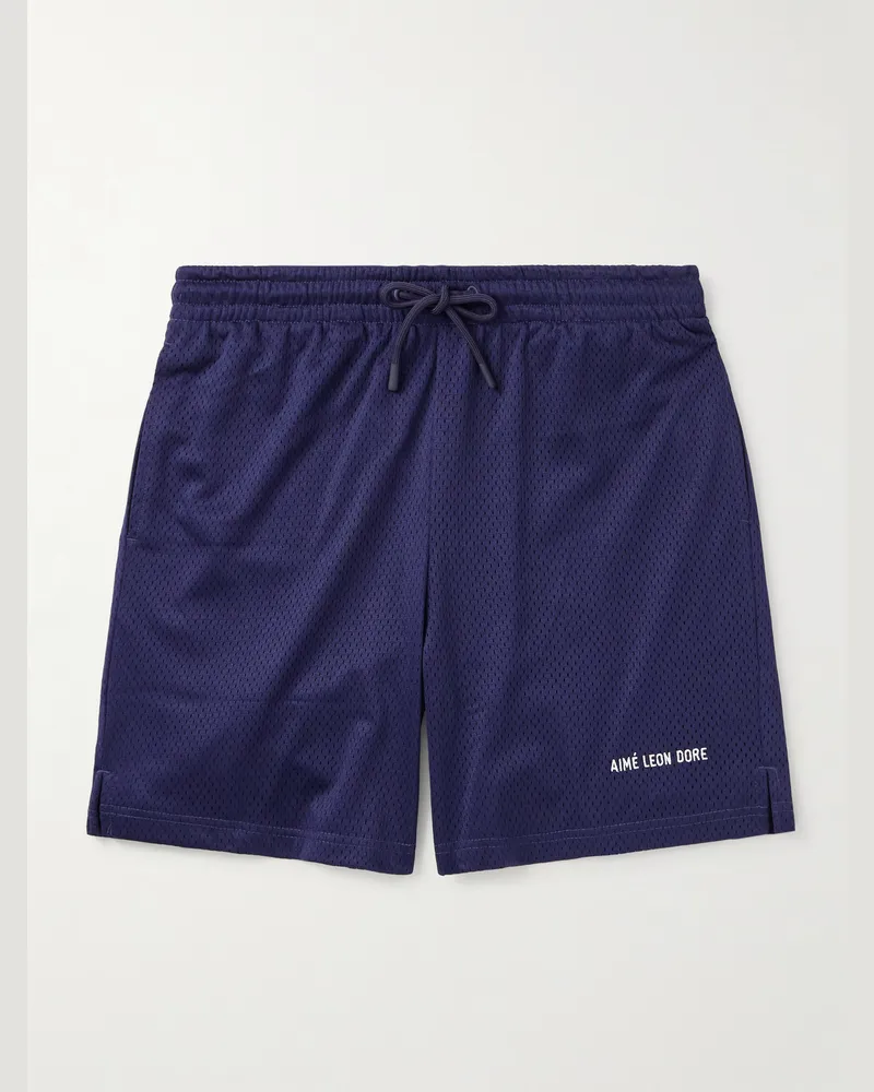 Aimé Leon Dore Gerade geschnittene Shorts aus Mesh mit Logoprint Blau