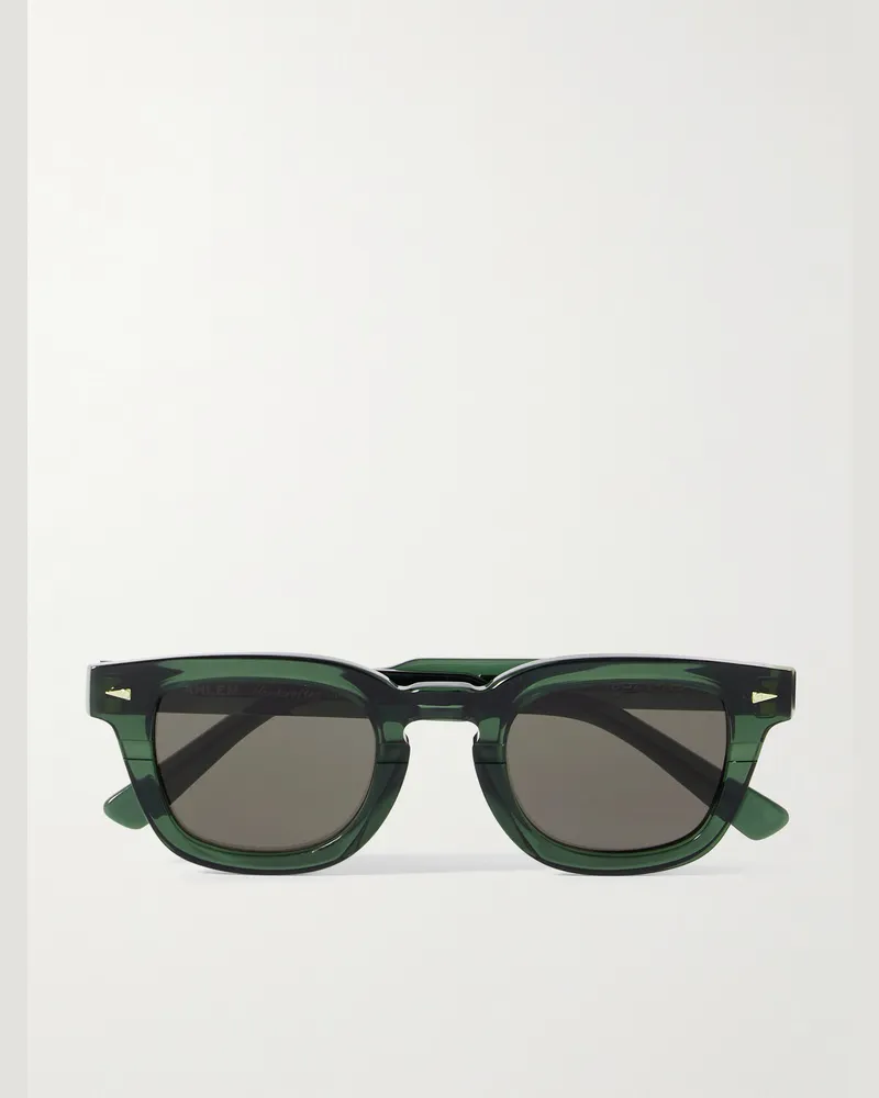 AHLEM Champ de Mars Sonnenbrille mit eckigem Rahmen aus Azetat Grün