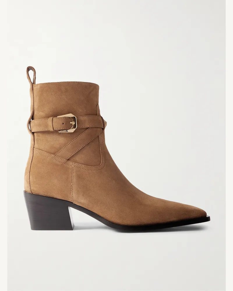 Versace Angelo Stiefel aus Veloursleder mit Verzierung Braun