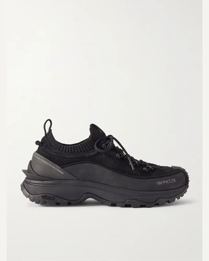 Moncler Trailgrip Lite 3 Rubber-Trimmed Nubuck and Brushed-Suede Sneakers Black
