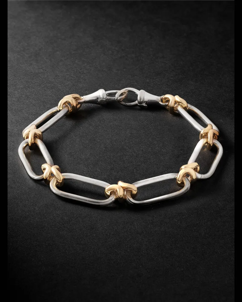 Annoushka Knuckle Heavy Armband aus 14 Karat Gold und Sterlingsilber Weiß