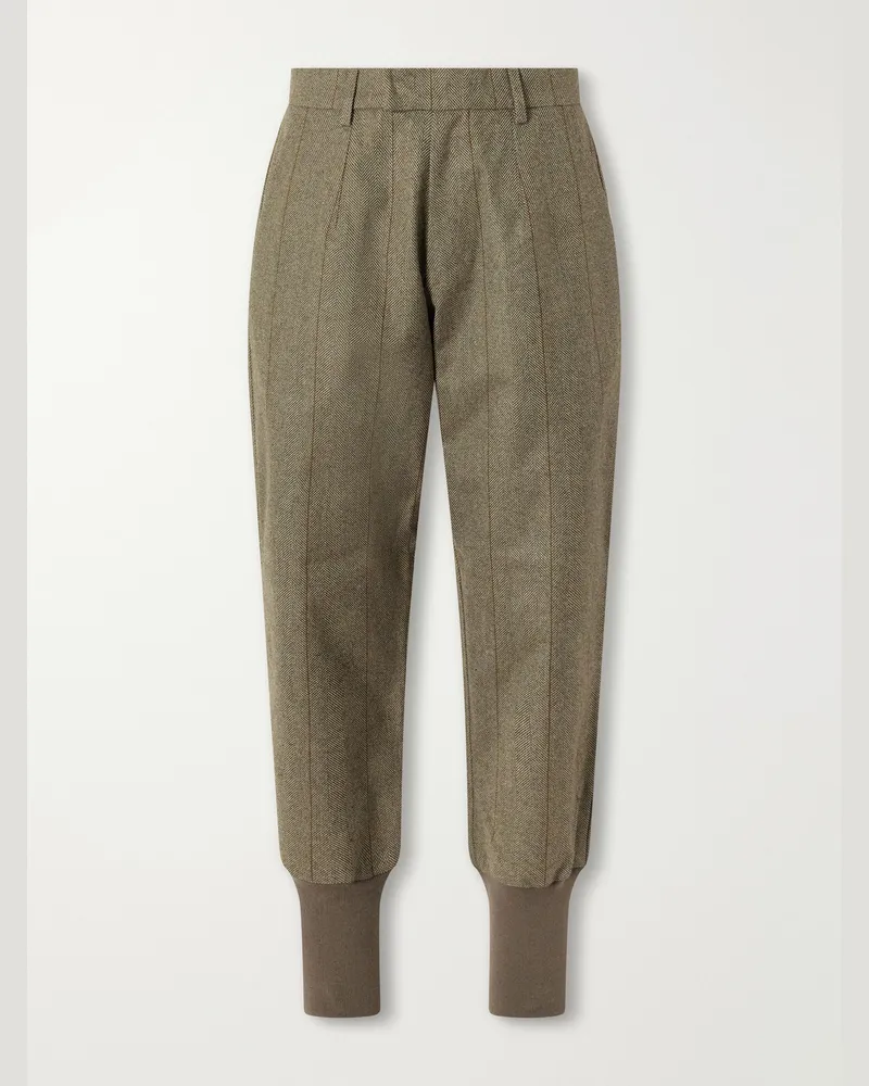 PURDEY Herringbone Wool-Blend Tweed Trousers Green
