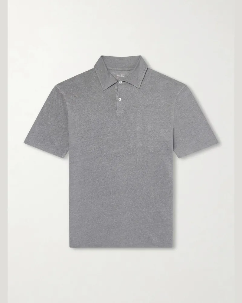 Hartford Knitted Linen Polo Shirt Gray