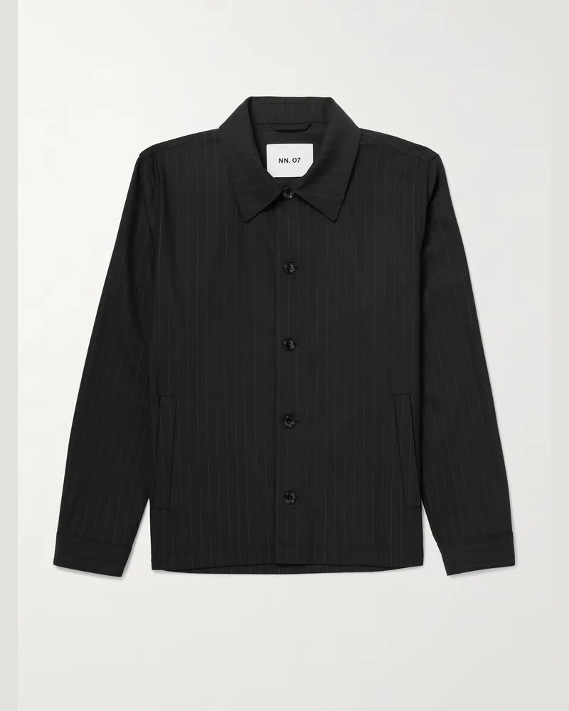 NN 07 Zander 10037 Pinstriped Recycled Woven Jacket Black