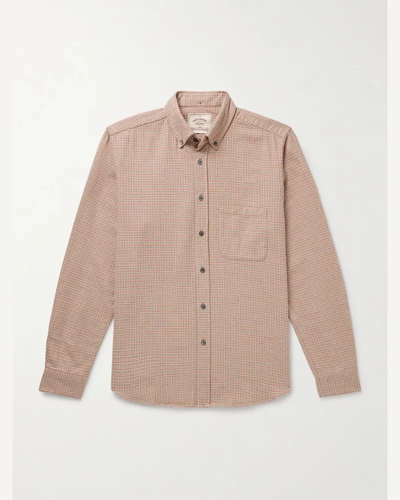 Portuguese Flannel Estudo Hemd aus kariertem Biobaumwollflanell mit Button-Down-Kragen Neutral