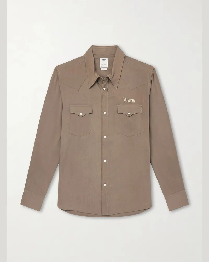 Visvim Four Corners Western-Hemd aus Canvas mit Logostickerei Braun