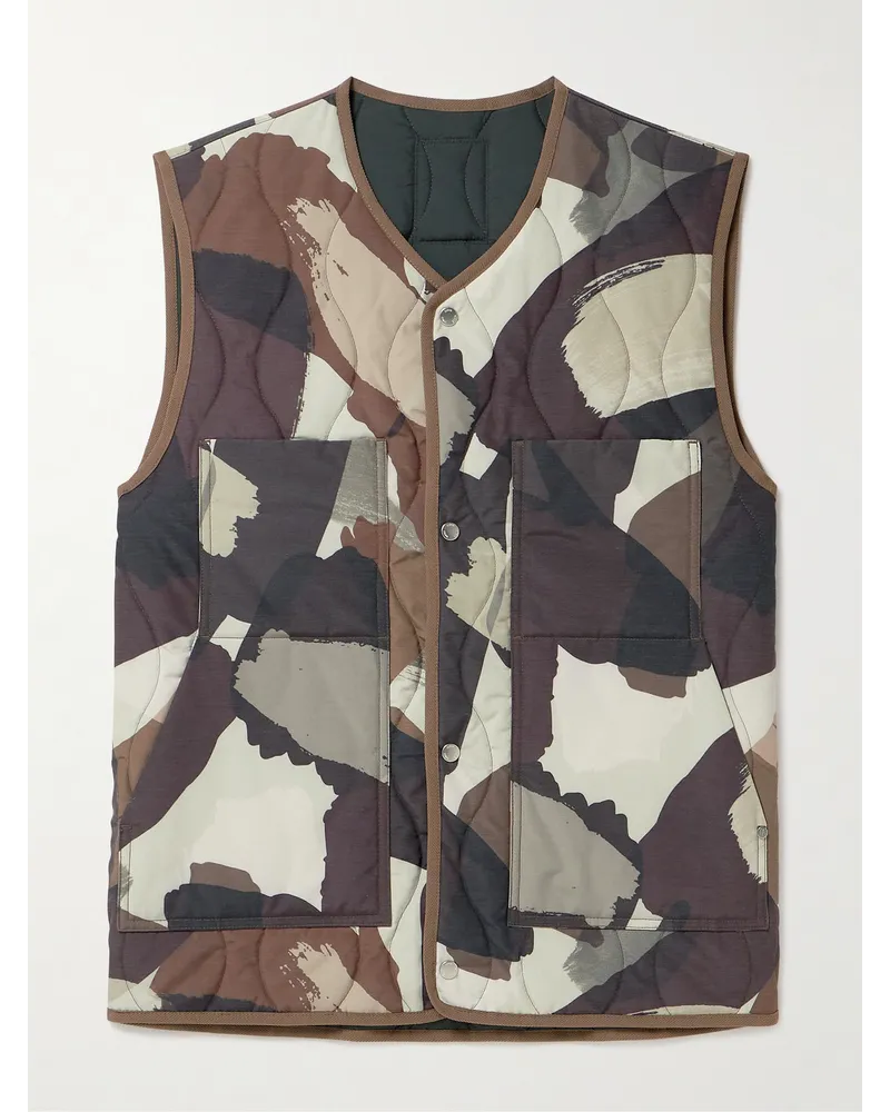 Norse Projects Peter Weste aus wattiertem Shell mit Camouflage-Print Braun