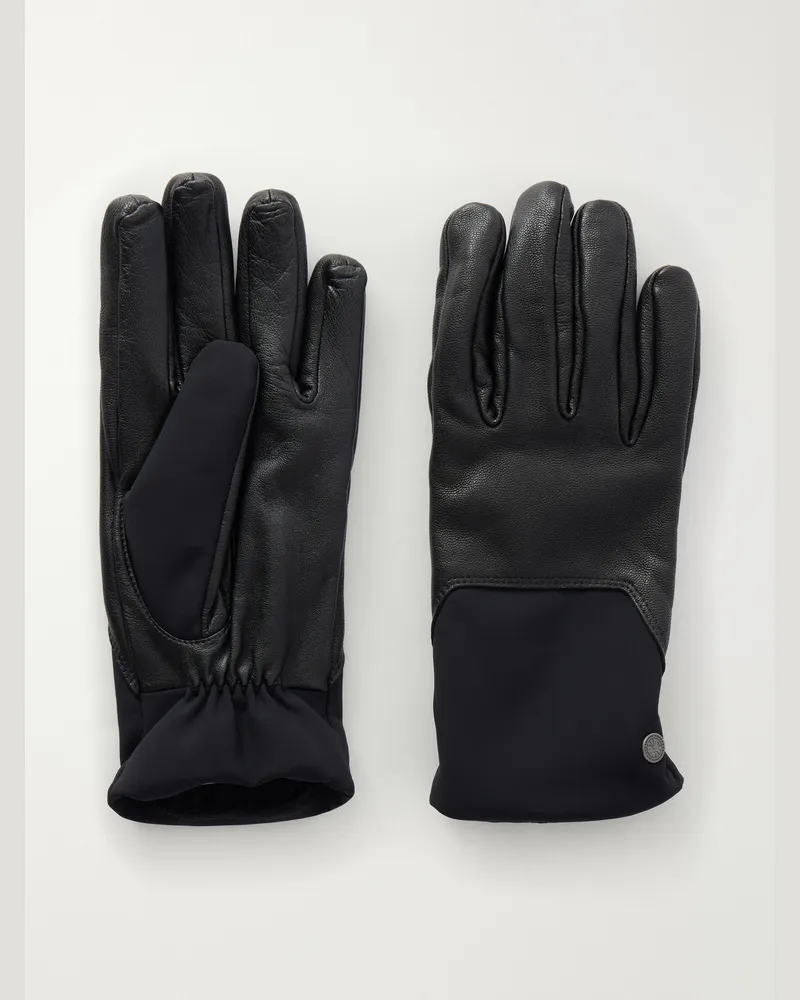 Canada Goose Mixed Media Shell-Trimmed Leather Gloves Black