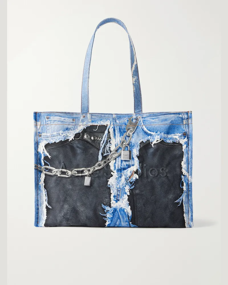 Acne Studios Trompe L'oeil Organic Cotton Tote Bag Blue