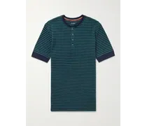 Gestreiftes Henley Shirt aus Piqué aus einer Baumwoll-Modalmischung