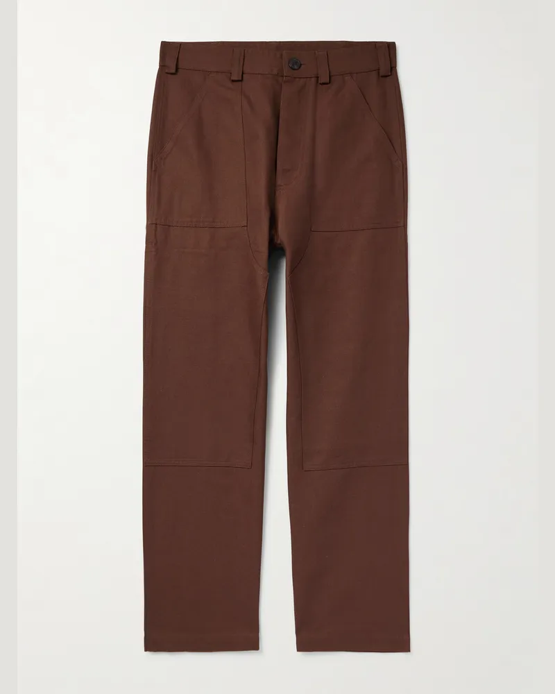 Miles Leon Garden gerade geschnittene Hose aus Baumwoll-Canvas Braun