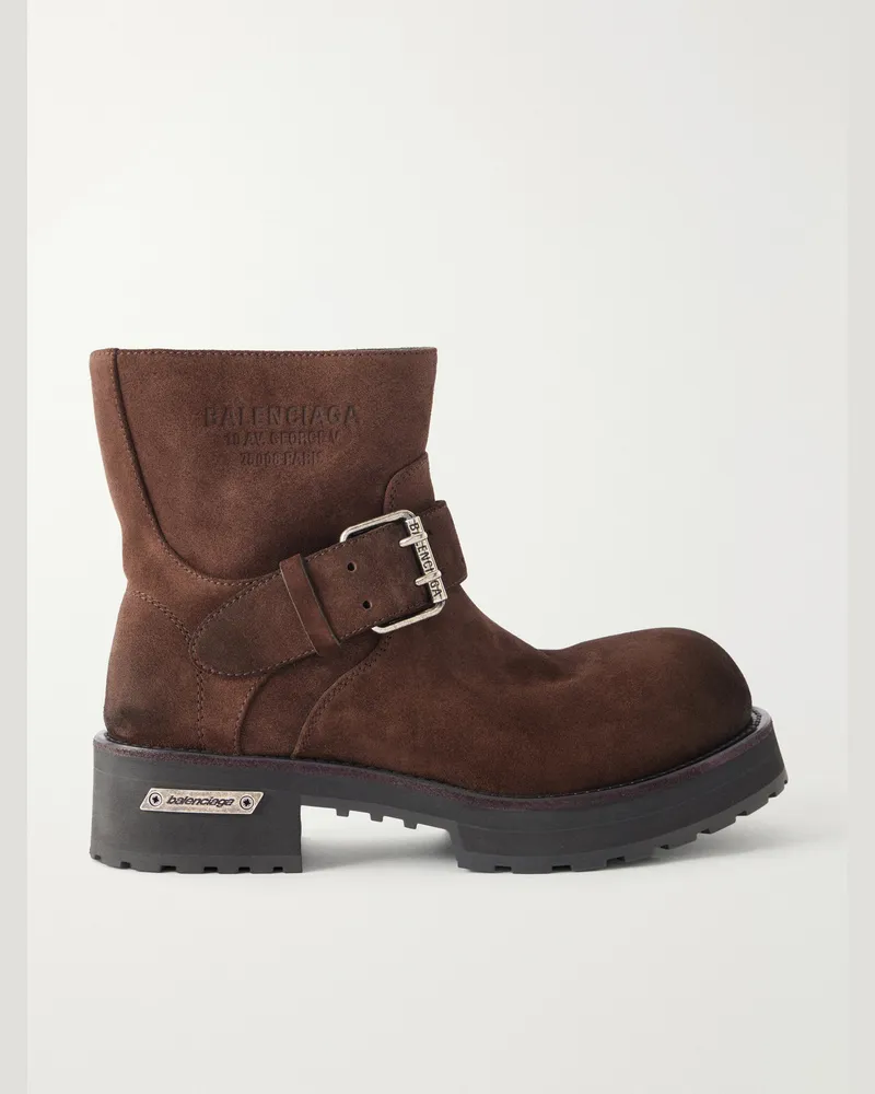 Balenciaga Venom Waxed-Suede Desert Boots Brown