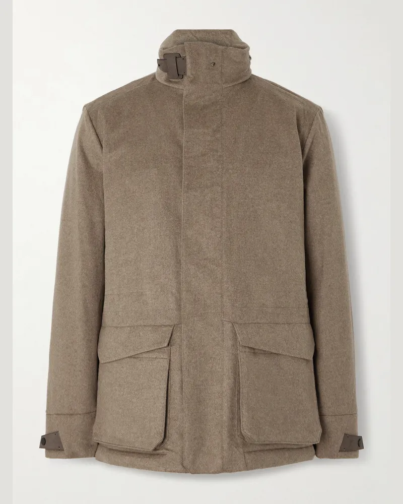 SEASE Uptown Padded Hooded Cashmere Jacket Brown