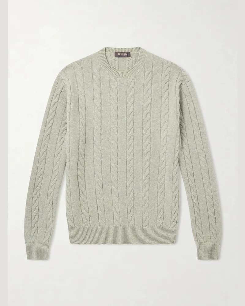 Loro Piana Cedar Cable-Knit Cashmere Sweater Green