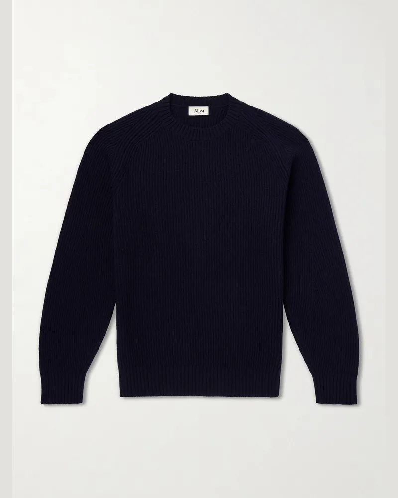 Altea Ribbed Virgin Wool Sweater Blue