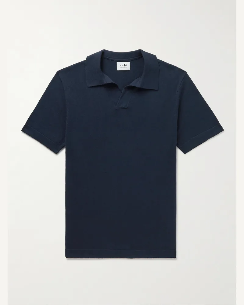 NN 07 Ryan 6311 Polohemd aus einer Baumwoll-Leinenmischung Blau