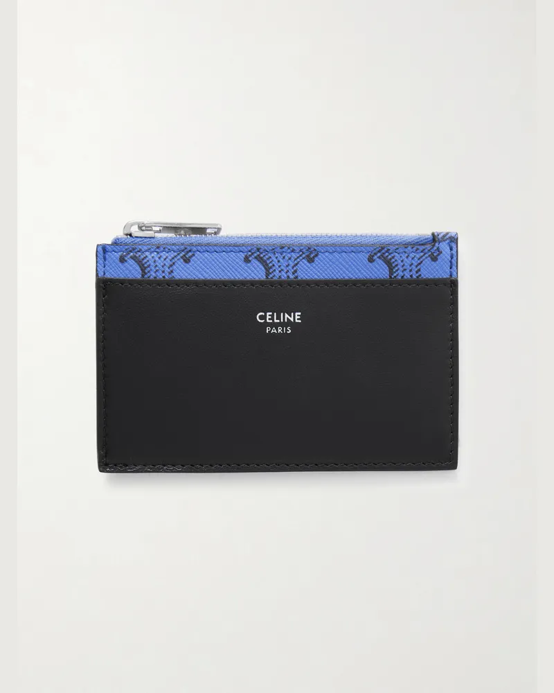 Celine Kartenetui aus Leder und beschichtetem Canvas mit Logomuster Blau